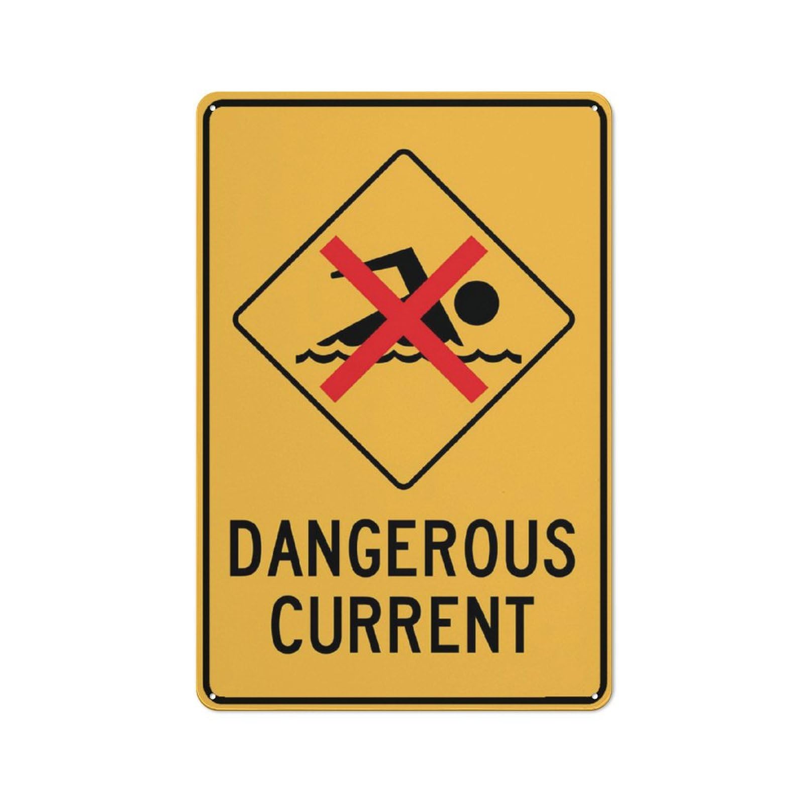 Caution - Dangerous Current Sign, 8x12 Inch Metal Aluminum, Pre-Drilled Holes for Easy Mounting, Indoor/Outdoor Use for Fence, Door, Gate