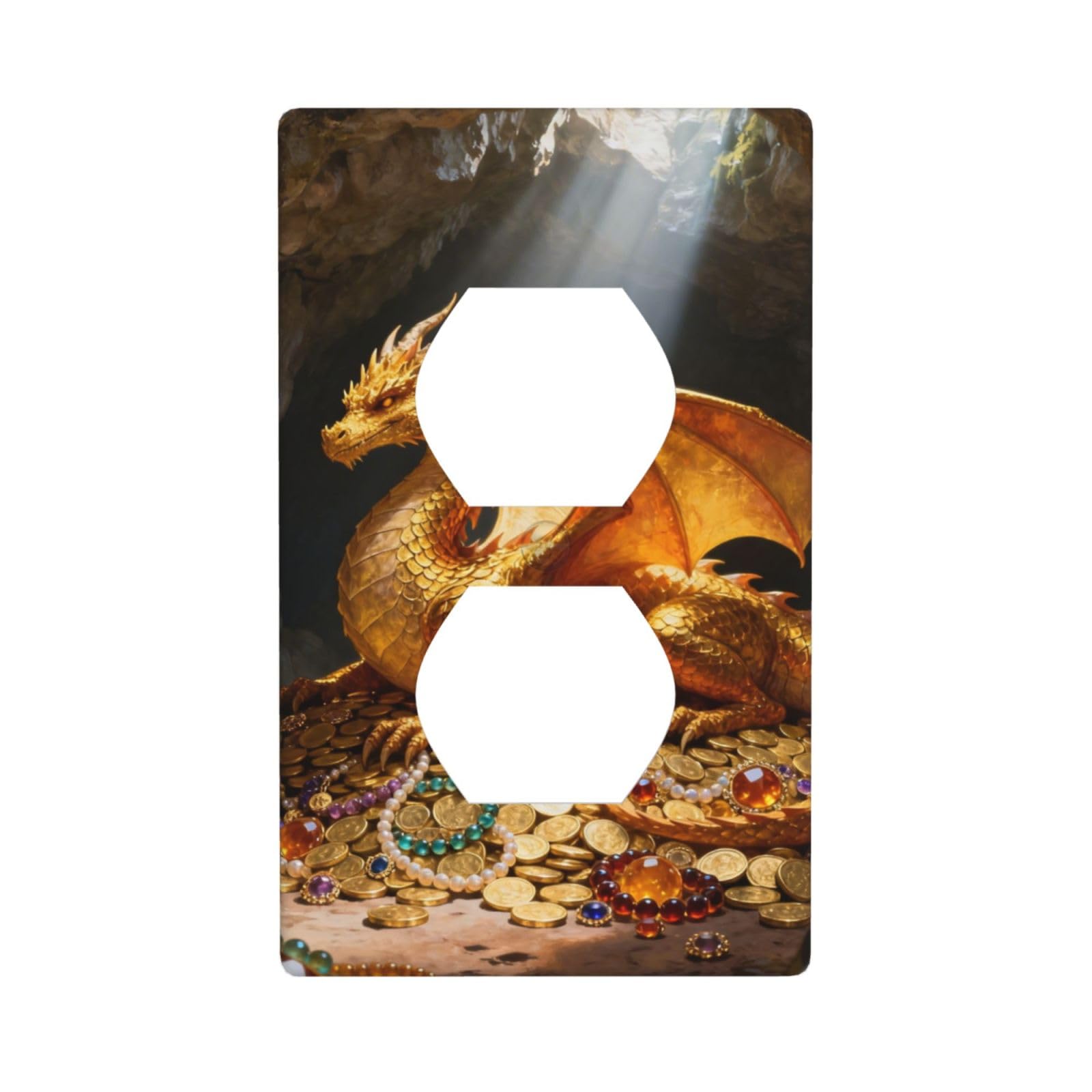 Golden Dragon Pattern Unbreakable Polycarbonate Switch Plate-1 Gang Screwless Wall Plate for Home Office