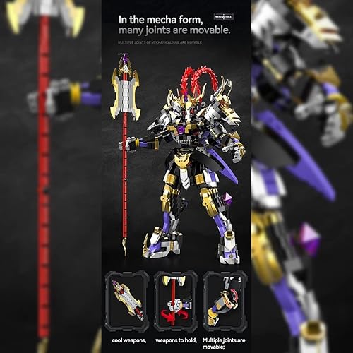 Miniatura 4 de JOMIOD MOC China Chic Mecha Lu Bu General Chinoiserie Modelo, 1448 piezas de juguete coleccionable de Mecha para niños y adultos, regalo de Navidad,