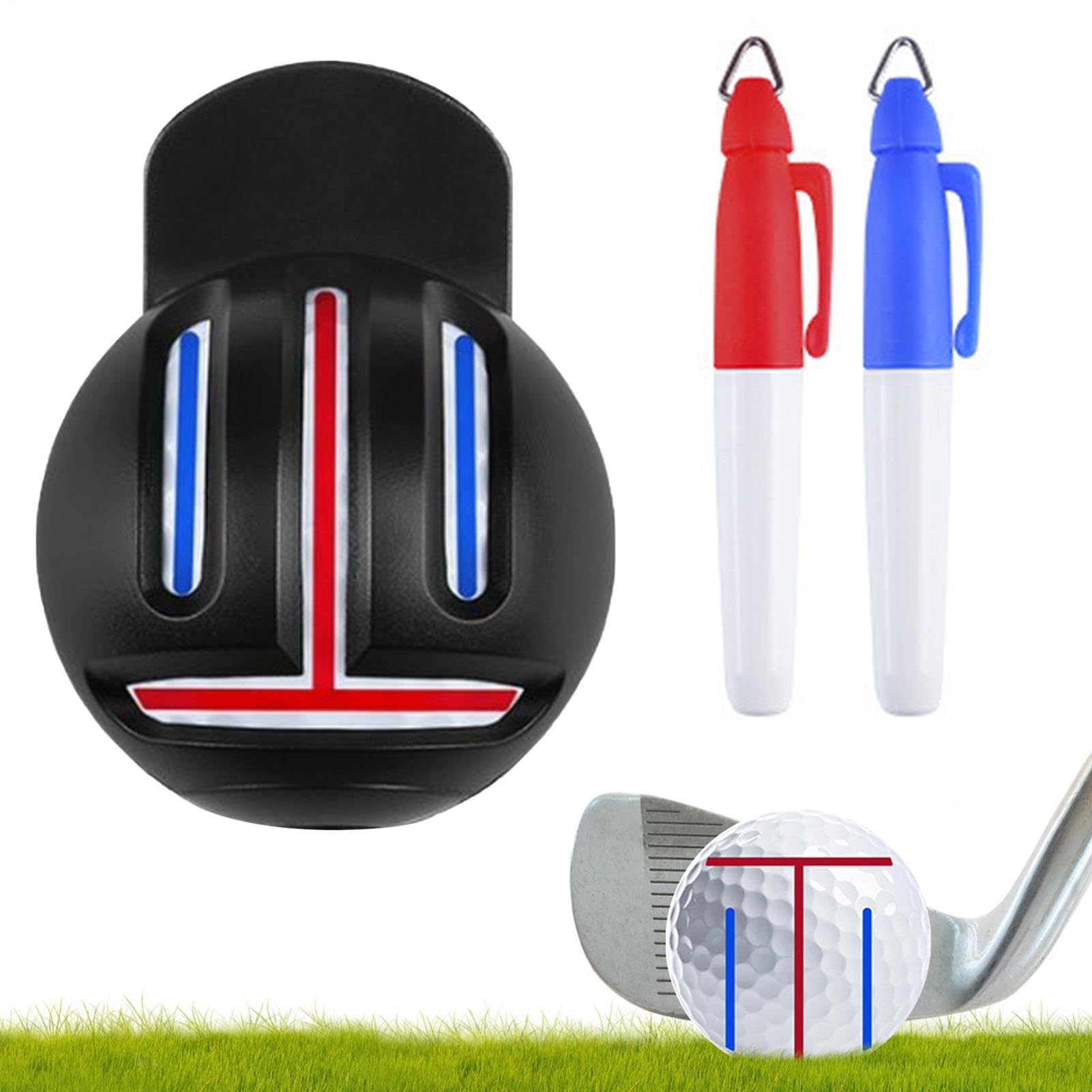 Marchio di allineamento palla, stencil marcatore palla da golf, Strumento di marcatore e linee di golf resistente allo sbiadimento, Strumento di allineamento con design reversibile per c