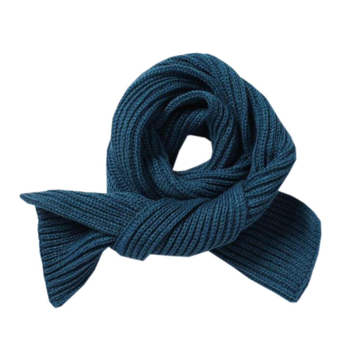Acvip Girls Blue Kids Winter Long Scarf Boys Knitted Neck Warmer (Blue)