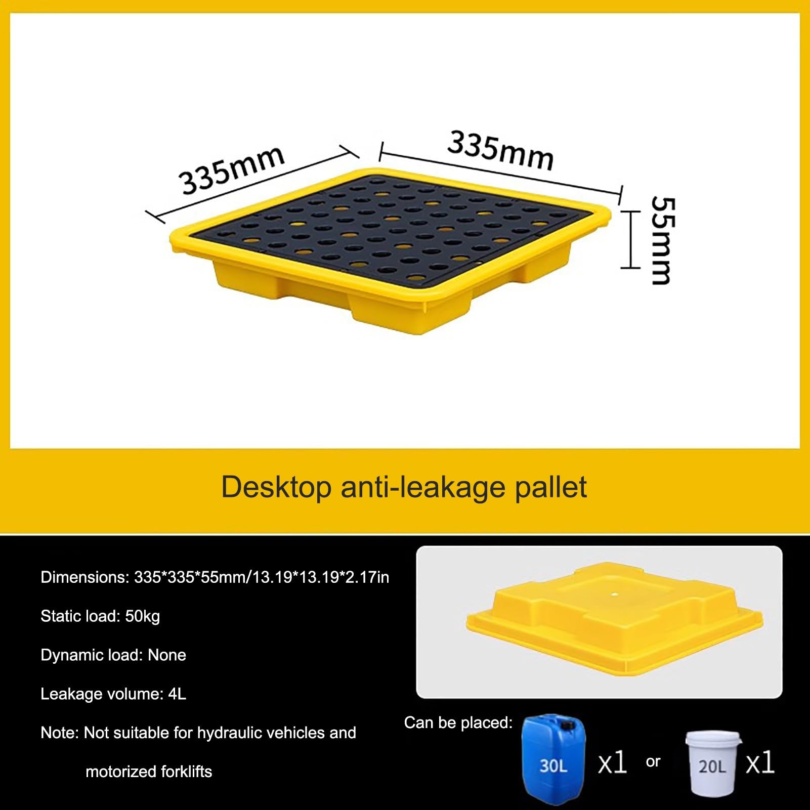 Palette de tambour en polyéthylène anti-fuite avec design anti-déversement pour un liquide sûr et robuste pour une sécurité environnementale