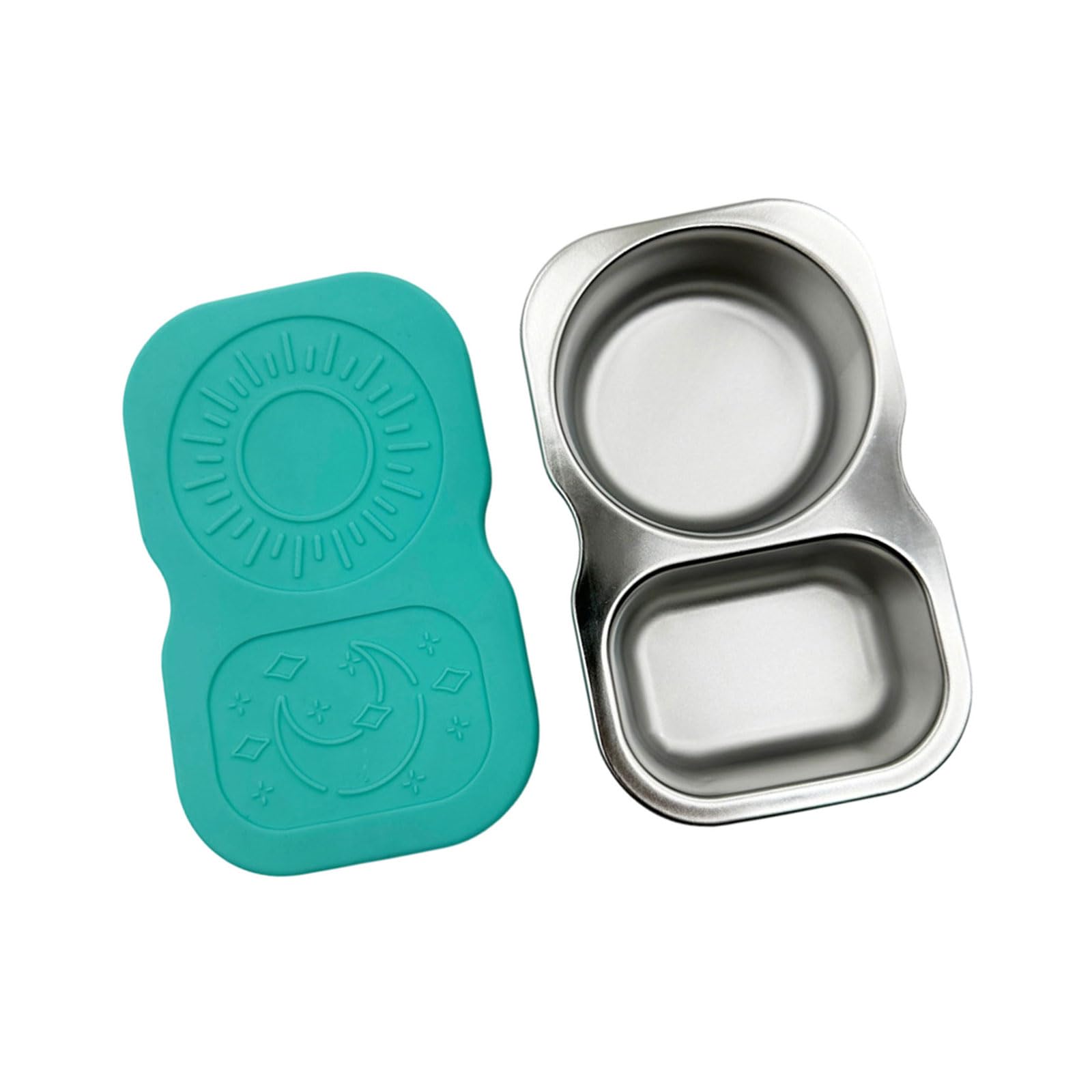 Kaeltsyn Leak Proof Nonrust Steel Condiment Container with 2 Sections Family Gathering Sauce Ideal for Outdoor Dinings Double Compartment Sauce Container