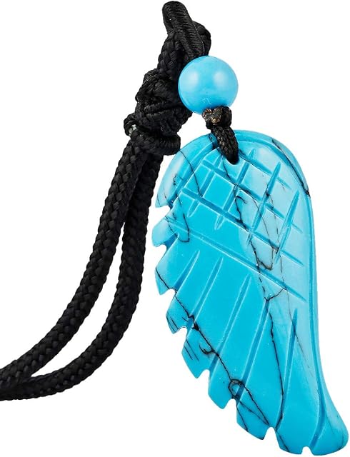 Nupuyai Angel Wing Crystal Necklace for Women Men, Carved Reiki Healing Stone Pendant with Adjustable Cord 62cm