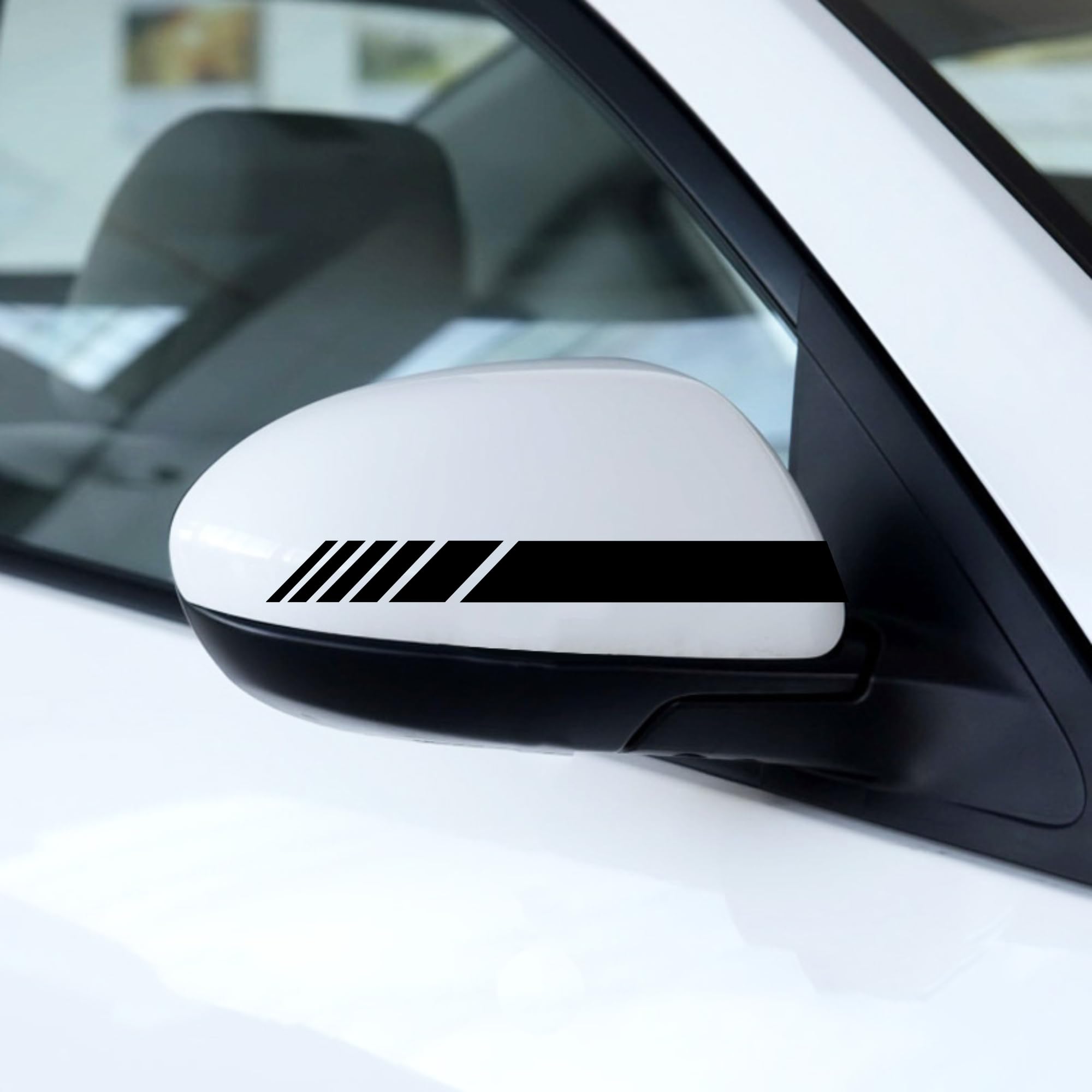 Autodomy Pack 6 Unita Specchietti Retrovisori Adesivi | Adesivi Strisce per Auto Resistente Pioggia e UV | Sportivo Adesivo per Auto Esterni Facile Aplicazione (Nero)