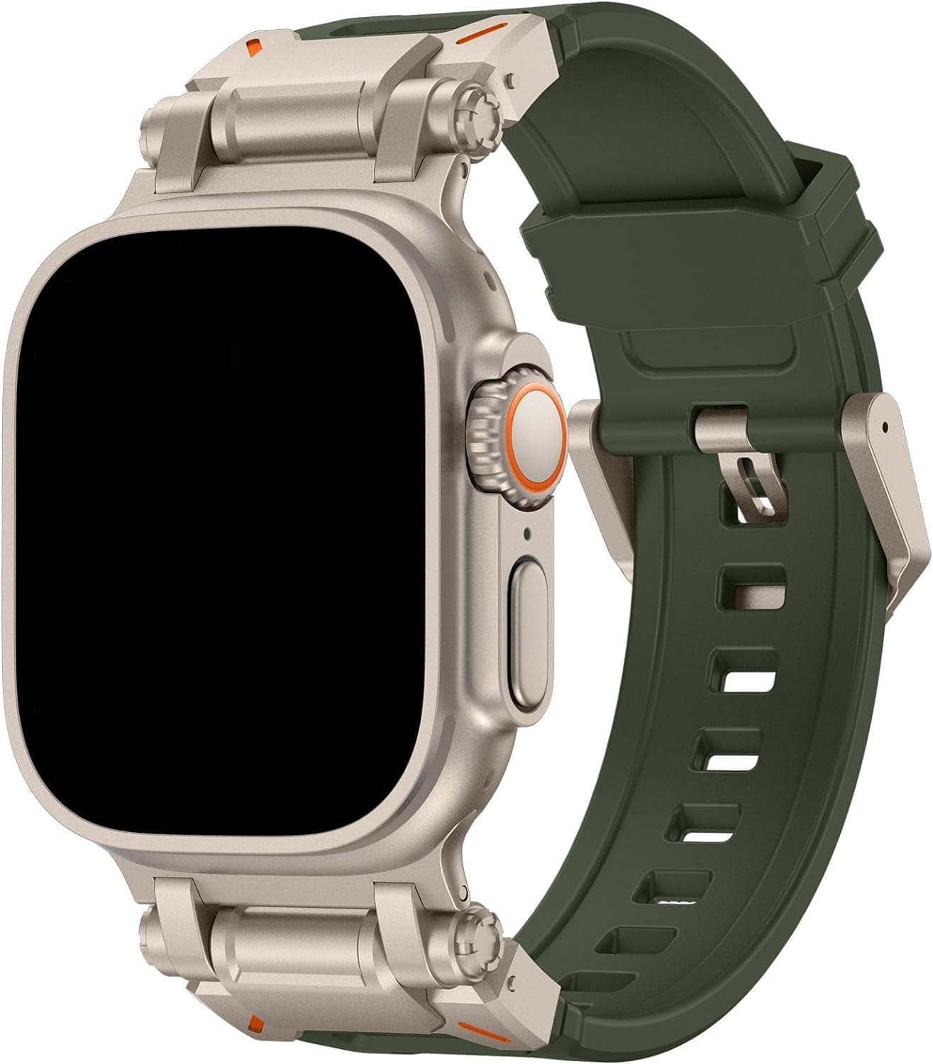 AINE Stainless Steel Metal Connector Strap Compatible With iWatch Ultra Band 49mm for Men, Liquid Silicone Rubber Bands for Series 9/8/SE2/7/6/SE/5/4/3/2/1 45mm 44mm 42mm (Green)(Watch Not Included) (B0D27M1P9Z) Amazon Price History, Amazon Price Tracker