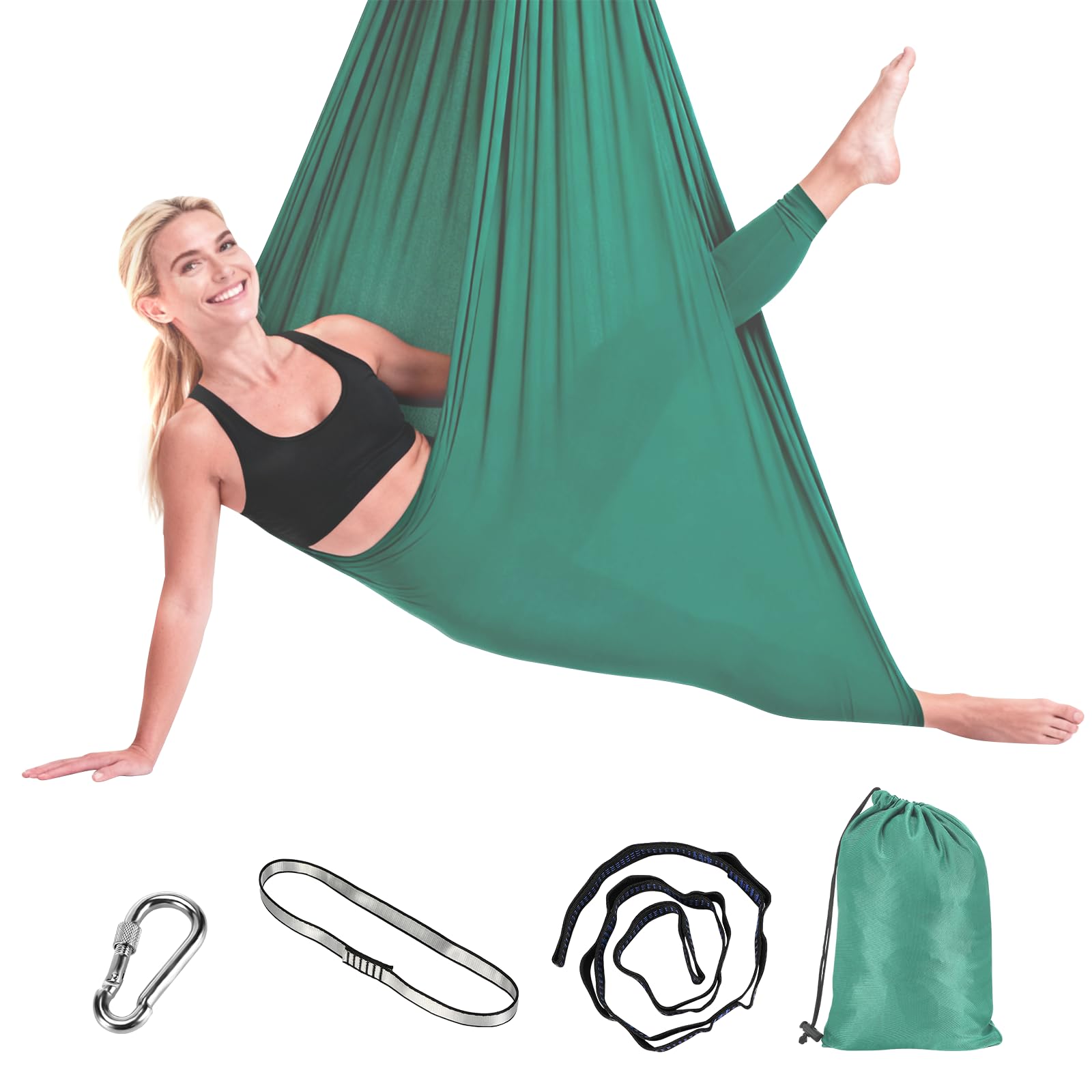 Staranry 280x150cm Grün Hängematte Outdoor Swing 200 Kg Max mit Installationshardware, Atmungsaktiv, Schnelltrocknendes Hängematte, Hammock für Camping, Reise, Garten