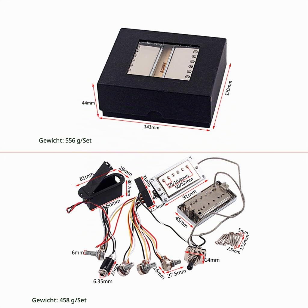 Alnicov Active LP Gitarren Pickup Humbucker mit mit elektronischer Schaltung Akku Box Set