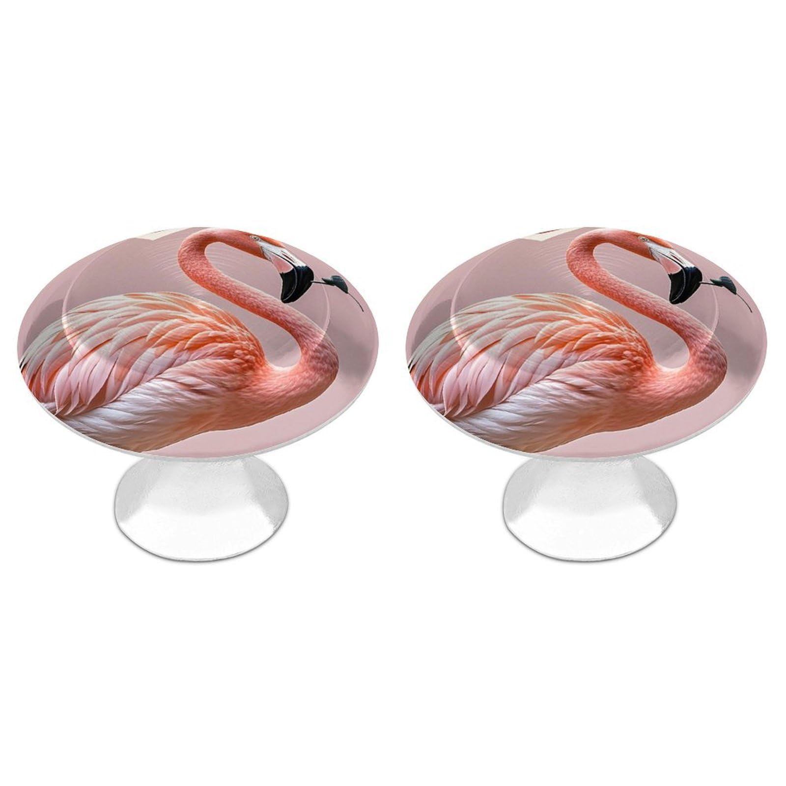 FekiLoot Love Flamingo Cabinet Knobs 2 Pack Stainless Steel Round Dresser Drawer Knobs Kitchen Drawer Hardware Dresser Knob Closet Door Pulls Cabinet Handles for Cupboard Drawer Pulls