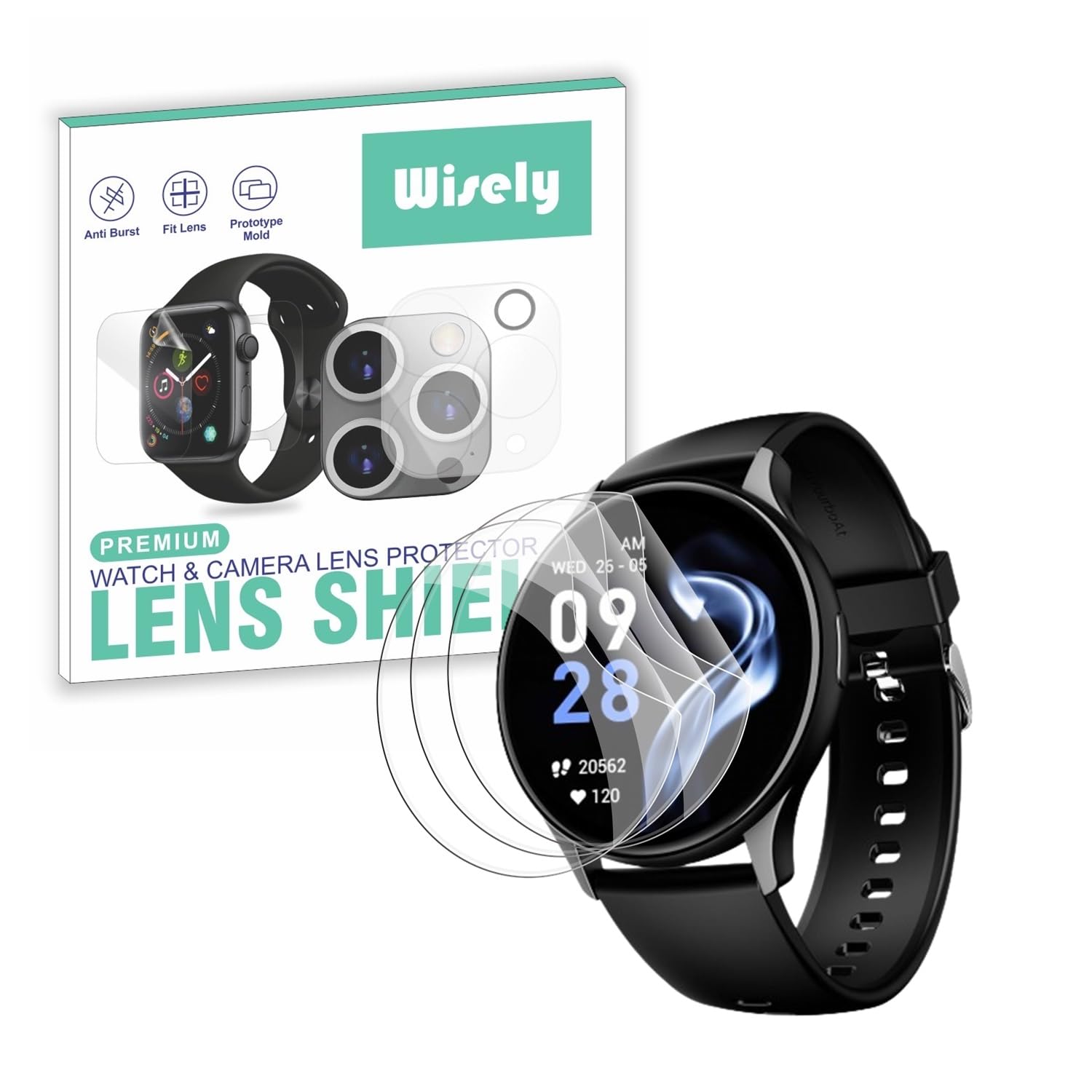 Wisely |3pcs| Screen Guard Protector For Boat Lunar Peak Smartwatch |1.45"| Bubble Free, Easy installation kit, Clear HD, Full Cover (B0CQ8MCM5J) Amazon Price History, Amazon Price Tracker