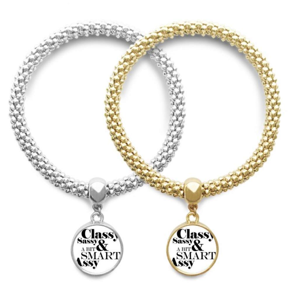 guchchiClassy Sassy & A Bit Smart Assy Quote Lover Bracelet Bangle Pendant Jewelry Couple Chain