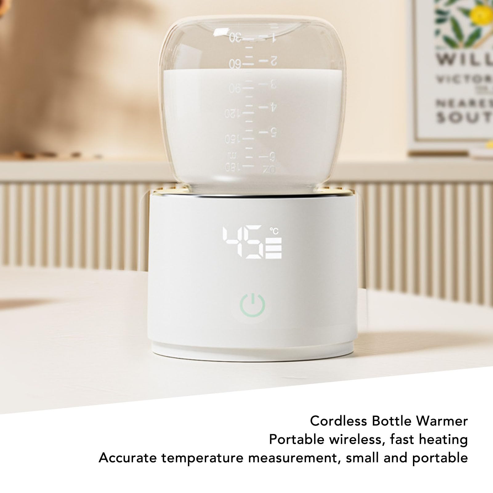 Calientabiberones Portátil, Calientabiberones De Viaje Recargable De Calentamiento Rápido Control De Temperatura De 3 Niveles Calientabiberones Inalámbrico Con 6 Adaptadores