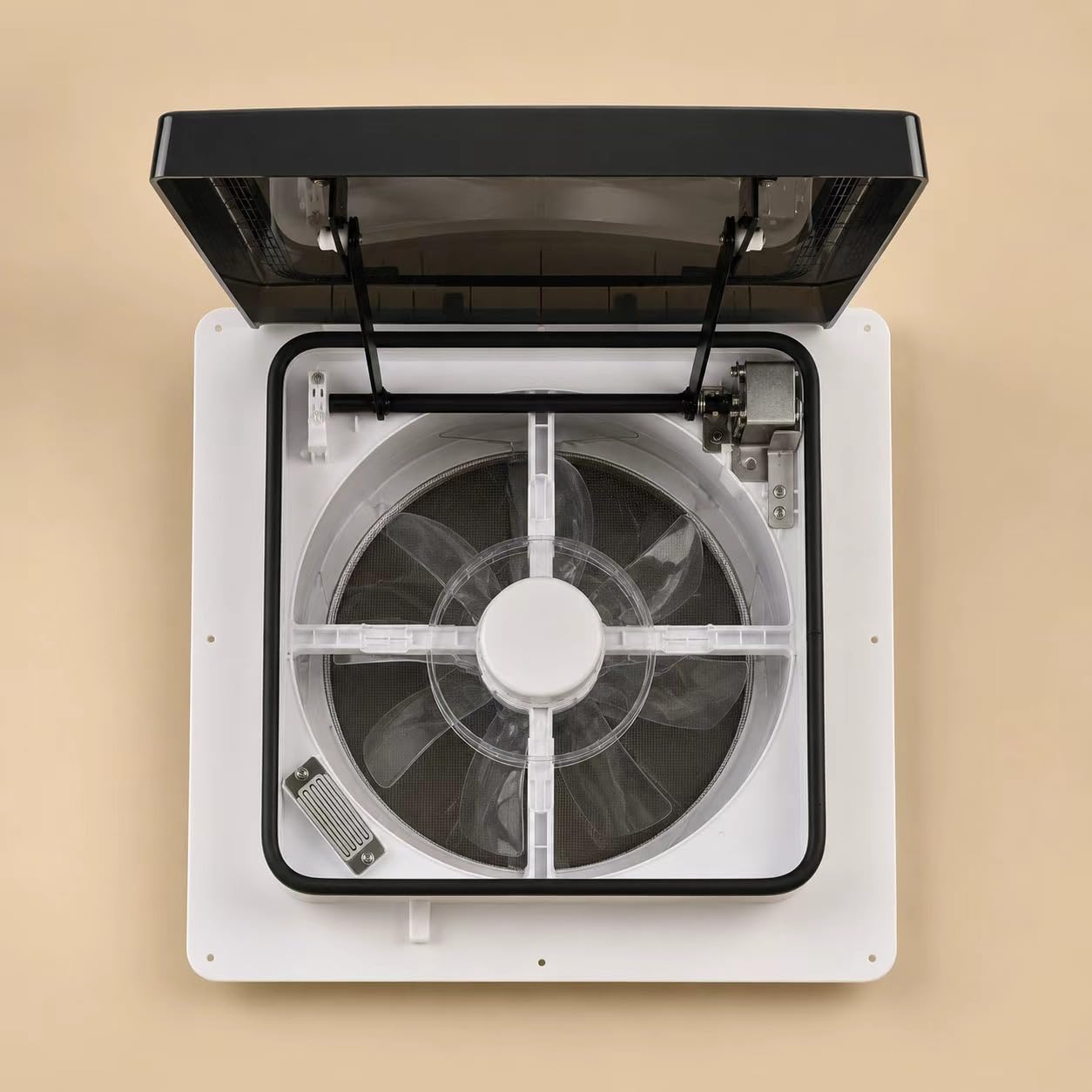 Ventilador de techo para caravanas, homologado 43R Claraboya, Nivel de ruido ultra bajo de escape reversible con sensor de lluvia, ventilador permanente de nivel automático para autocaravana
