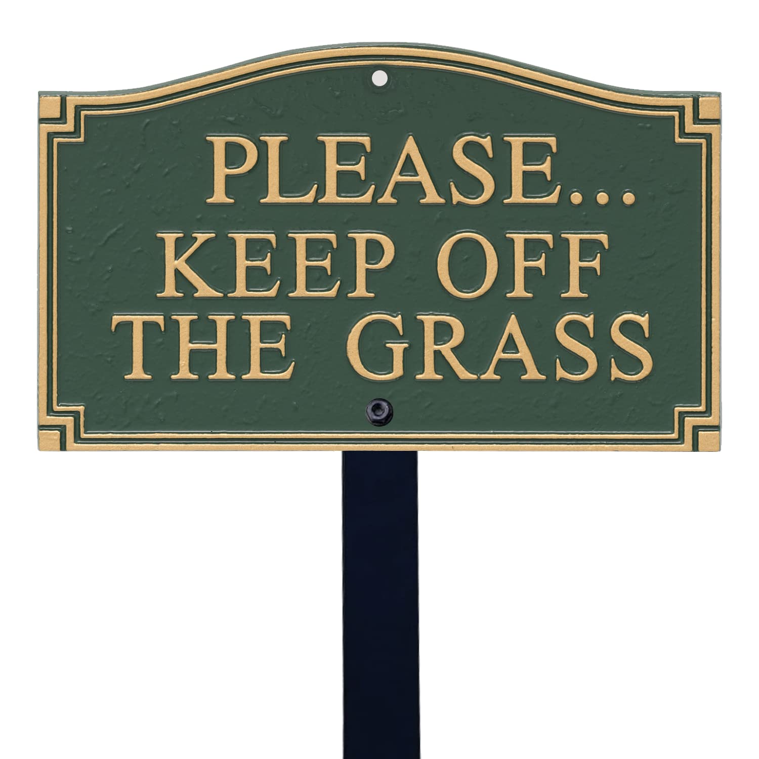 Photo 1 of SmartSign “Please… Keep Off The Grass” GardenBoss Statement Plaque | 5.75" x 9.5" Aluminum Plaque with 18" Black Lawn Stake Traditional