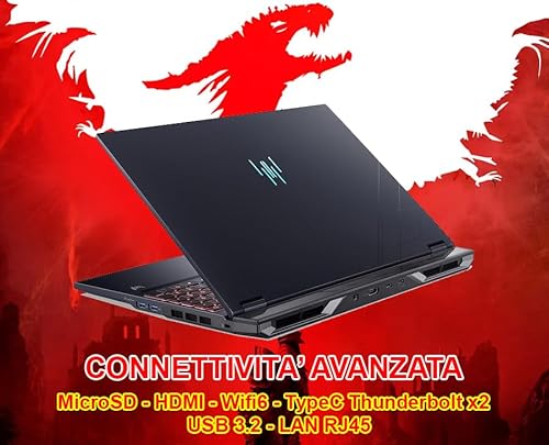 Pc Gaming Portatile Predator Helios Neo 16 Ultra 9-275hx, 32Gb DDR5, SSD 1TB, GeForce RTX 5060 8Gb GDDR7 Notebook Gaming Display 16" Wqxga 180hz, Laptop Gaming Tastiera RGB, Wifi 6e, W11, BT 5.4 - Notebook - Immagine 7