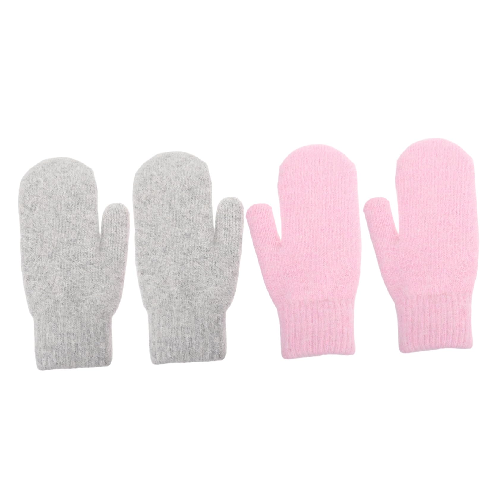Guantes de lana para regalar en invierno pack doble unisex colores rosa y gris suaves 8