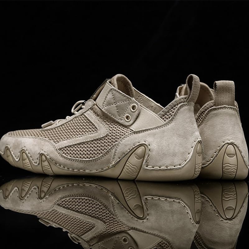 Men's Real Leather Hand Sewn Slip-Ons Loafers Outdoor Summer Mesh Breathable Moccasin Sneakers Softsole Walking Hiking Trail Shoes3