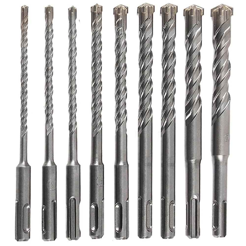 perforación rotativa de martillo, Juego de brocas for martillo perforador SDS Plus, punta cruzada 160 mm, 5-16, 4-9 piezas(9pcs)