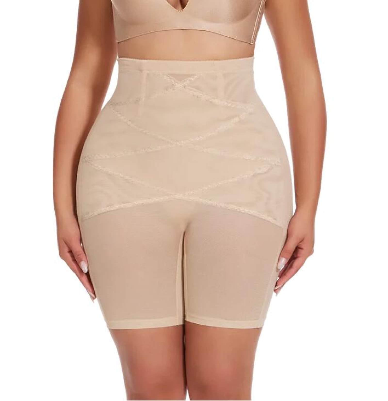 MMRTDJDR Shapewear podnośnika tyłek dla kobiet - Beżowa siatka z wysokiej talii poporodowe majtki Kariski, majtki, bezszwaniowe skrót od pobrania uda