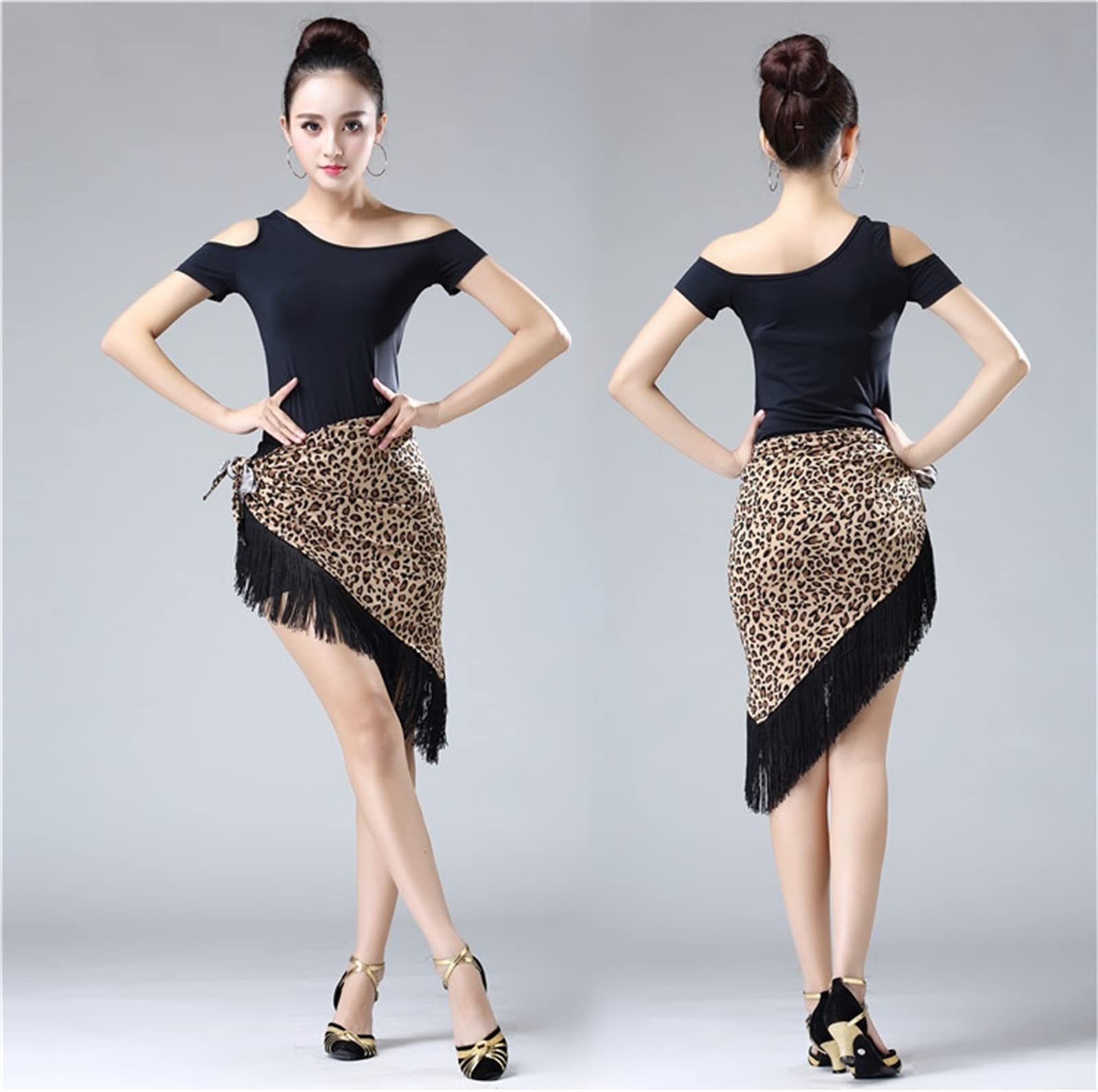 LDXEQIZ Damen Latein Tanzrock - Schlitz Rock Mit Rüschen Für Salsa, Tango & Bauchtanz
