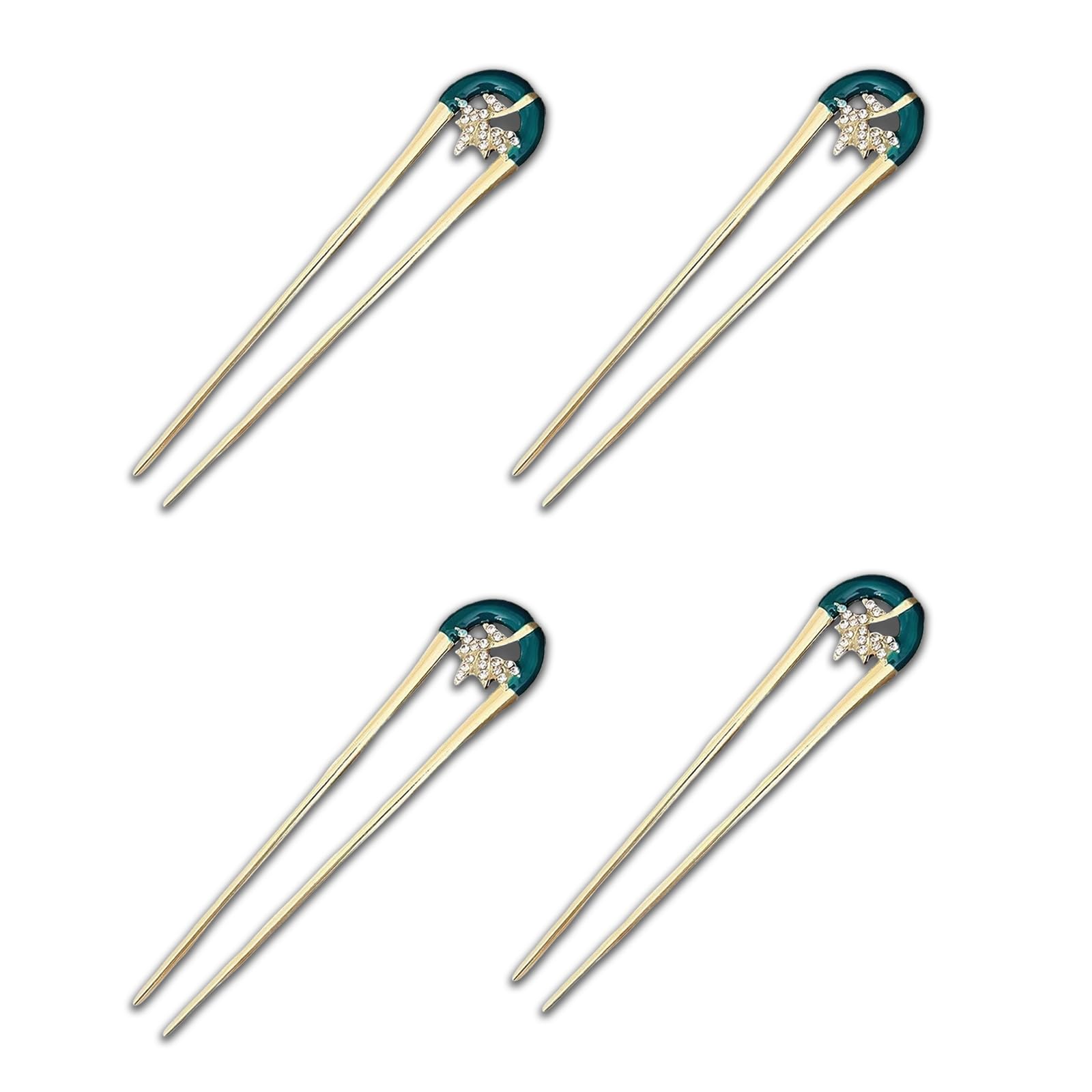 WUMUZAI 4Pcs Gold French Hair Pin, Vintage Metal Hair Fork
