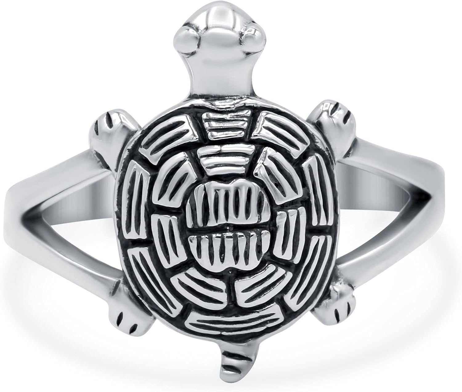 Blue Apple Co. Turtle Oxidized Band Solid 925 Sterling Silver (17mm)