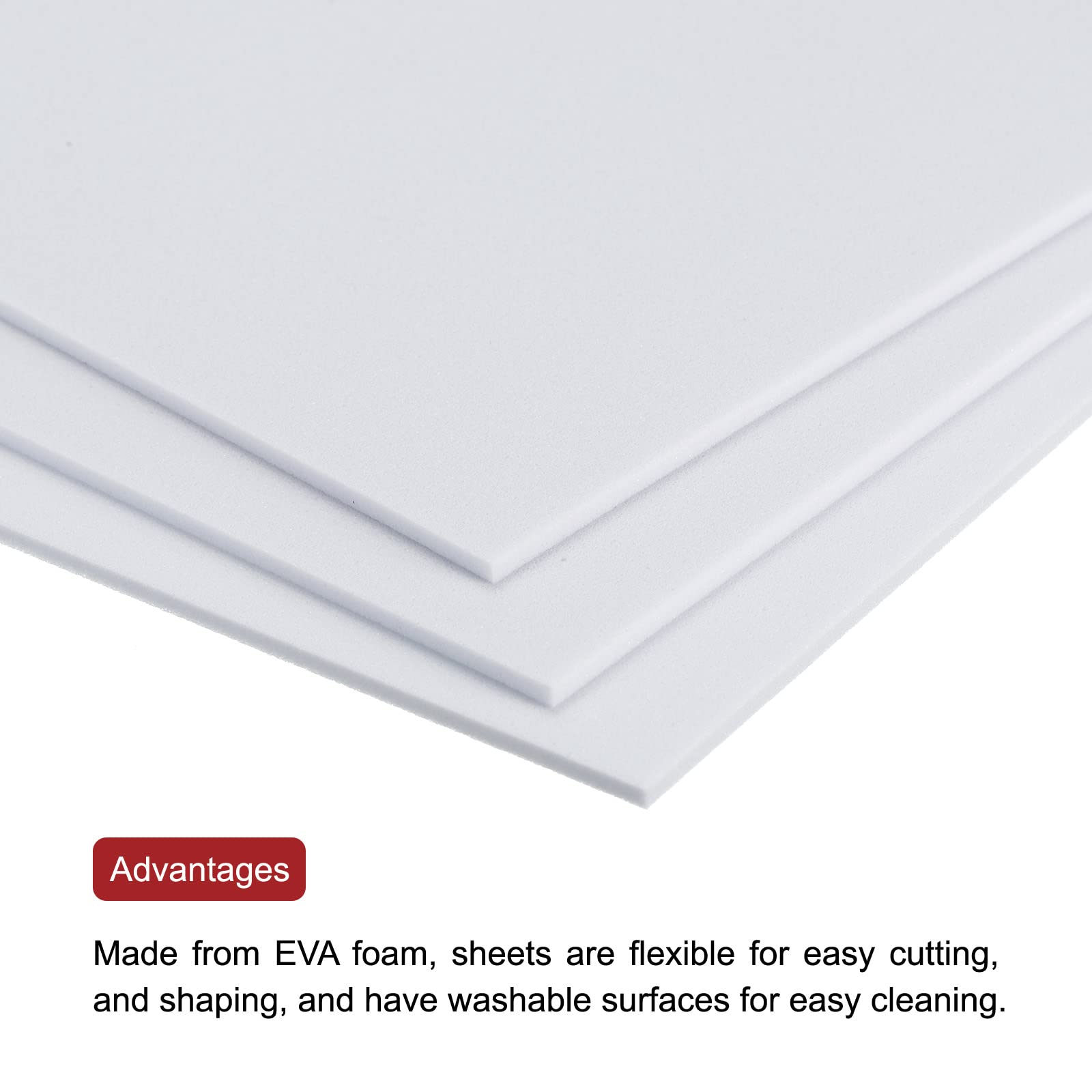 sourcing map Espuma EVA Hojas Blanco, Espuma para Tapizar 12 Pulgadas x 9 Pulgadas Espesor 2mm, para Artesanías DIY, Paquete de 30