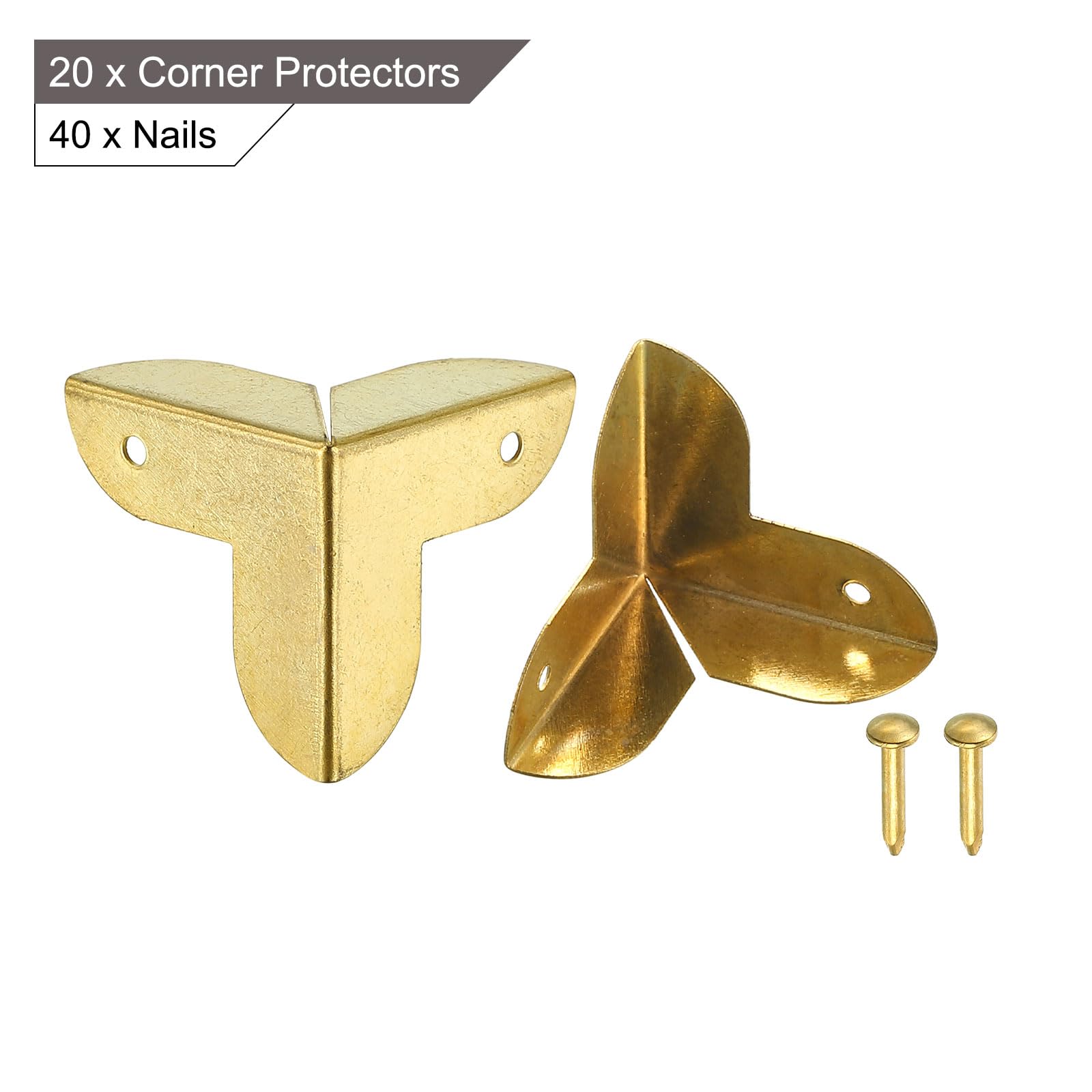 QUARKZMAN 20 Pz Copertura Angolare Decorativa per Scatole, 22mm Protezione Angolare in Metallo, Proteggi Angoli Mobili con Viti, Giallo