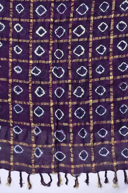 Image of Women Bandhani Dupatta | Traditional Chunri Print with Decorative Border | Lightweight Ethnic Stole for Festive and Wedding Wear