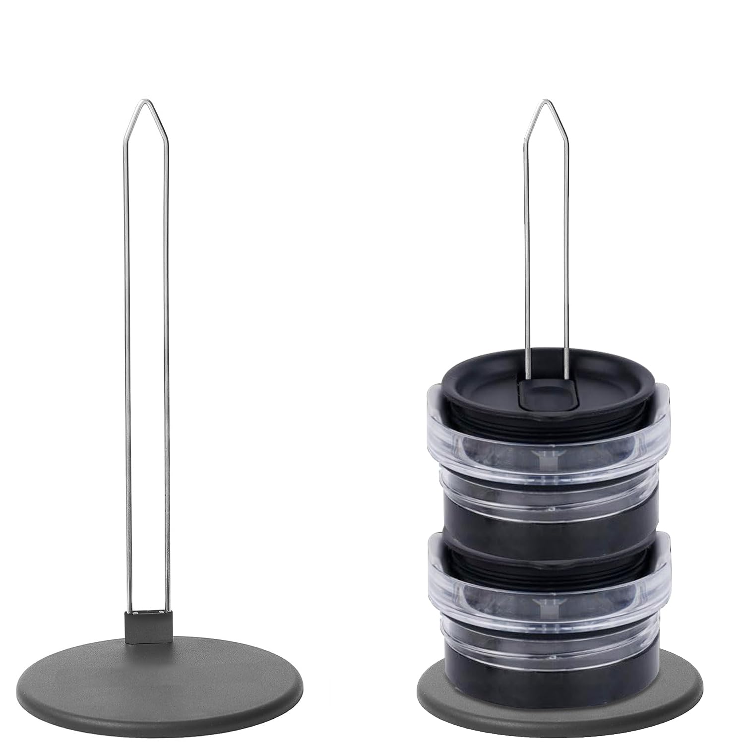 Dofover 2PCS Tumbler Lid Organizer,Storage Up to 10 Lids,Stackable Space-Saving Water Bottle Lid Rack Holder Vertical for Kitchen Cabinet and Countertops Organization,Metal, Black