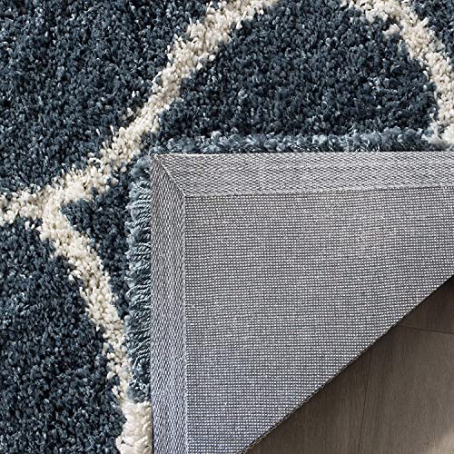 Image of Super Ultra Modern Soft Shaggy Handcrafted Anti-Skid Silk Touch Carpet, Size 5x5 Square Feet, Color SLATEE BLUE11