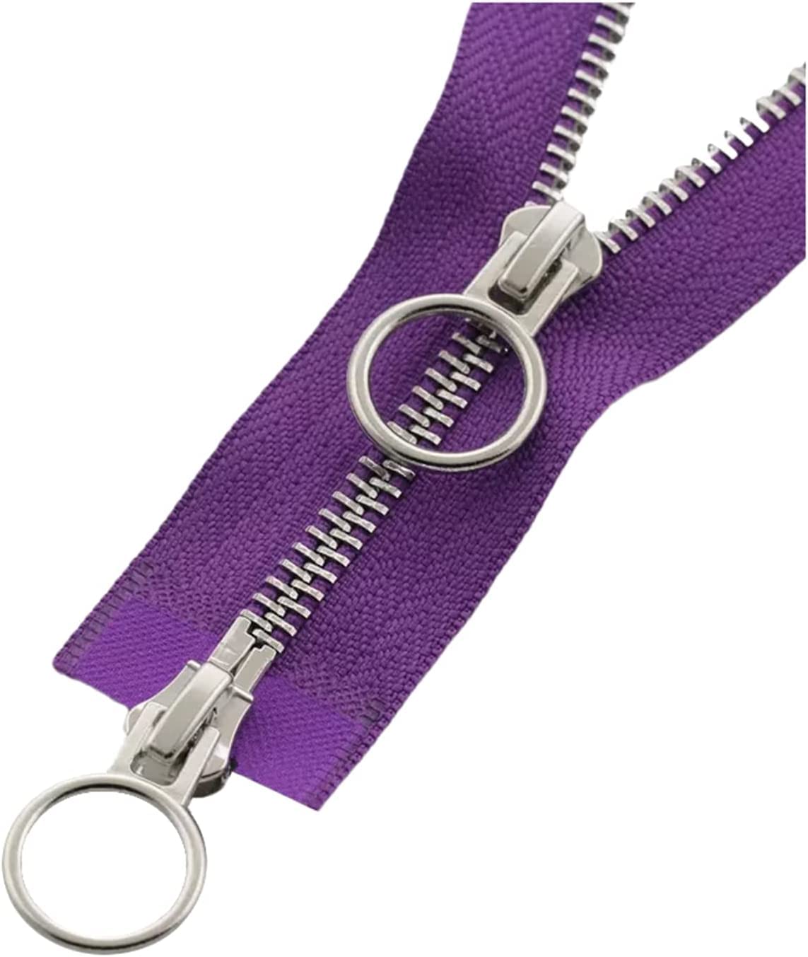 1 szt. 5# podwójne suwaki otwarty metalowy zamek błyskawiczny z automatyczną blokadą do kurtek puchowych(Purple,90cm)