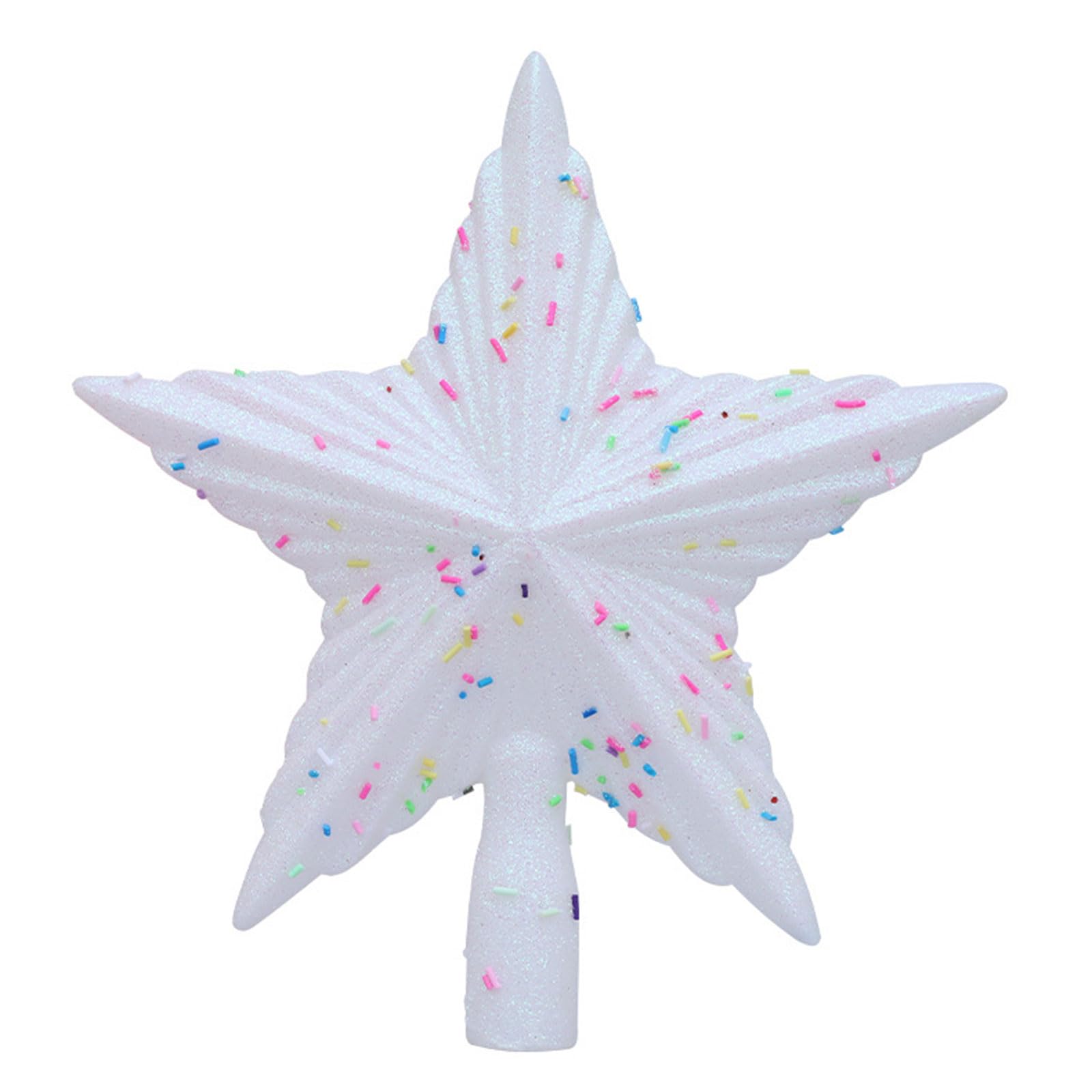 NVOQILIN Beautiful Five Pointed Star Shape Christmas Tree Toppers Ornament for Indoor and Outdoor Use White Christmas Star