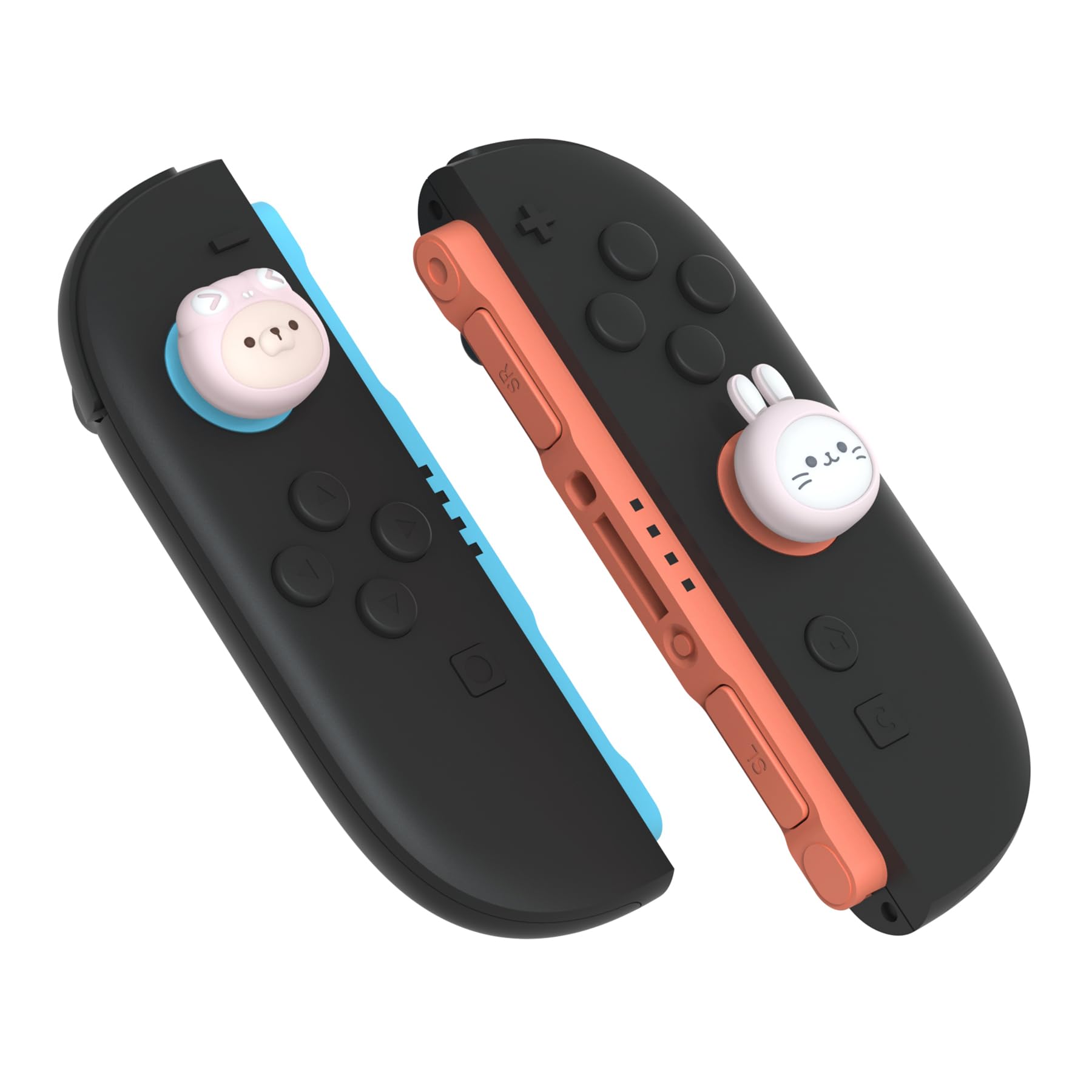 PlayVital 4 Piezas de Agarres para el Pulgar para Nintendo Switch 2 2025, Kawaii Tapas de Silicona para Joysticks de Joycon, Protector para Joystick, Accesorios para Switch 2 (Gatito & Cachorro Rosa)