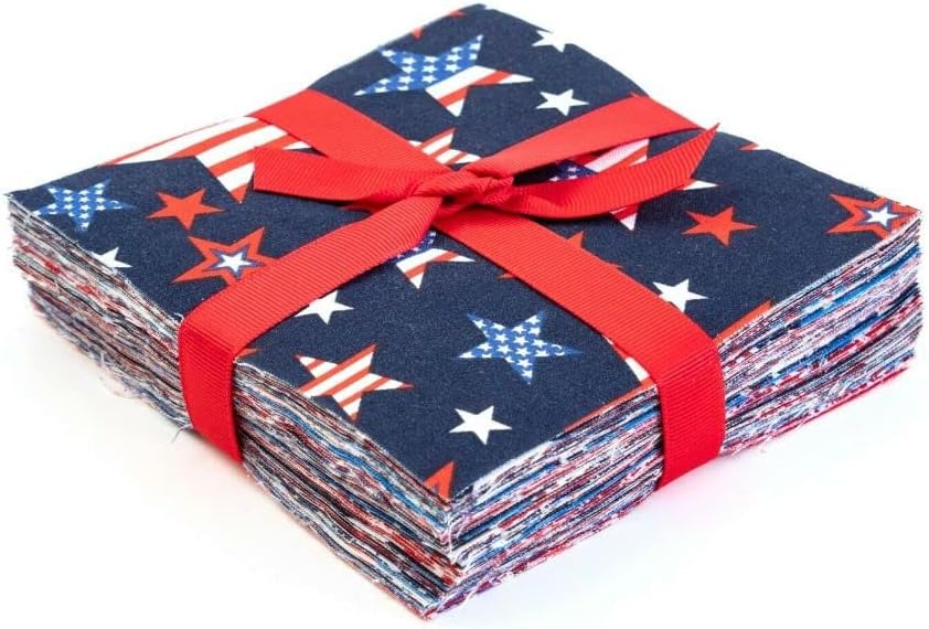 102 America Patriotic pre Cut Charm Pack 5" Squares 100% Cotton Fabric