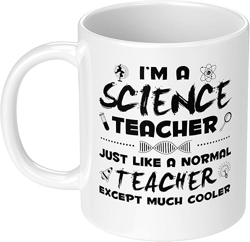 Taza de café con texto en inglés "I'm a Science Teacher Much Cooler" de 11 onzas, divertida taza de café STEM para profesor, taza de agua de