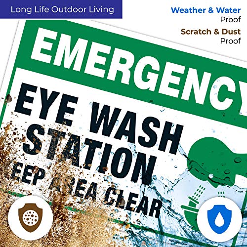 Eye Wash Station Signs, Emergency Sign, 10X7 Rust Free Aluminum, Weather/Fade Resistant, Easy Mounting, Indoor/Outdoor Use, Made In Usa By Sigo Signs #TOP4