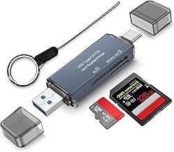 Lettore di schede SD con doppio connettore USB C – lettore ad alta velocità per schede SD, schede TF, compatibile con PC, tablet e smartphone per fotocamera selvaggia