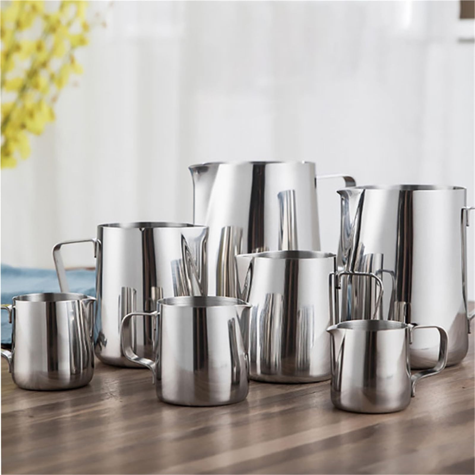 2 Stück Milchkännchen, Aufschäumkrug aus Edelstahl, 350/600/1000/1500 ml Kaffeetasse, Krug, Latte, Espresso, Milchbecher, Barista(350ml)