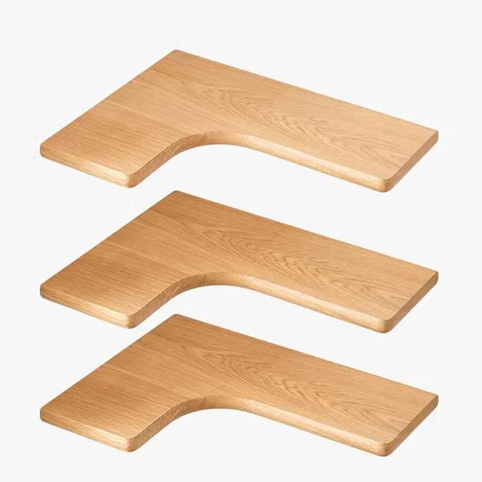 Mensole a Muro in Legno massello, mensole angolari galleggianti, Set da 3 Pezzi, mensole a L in Legno per Esposizione e ccaggio in Soggiorno, Camera da Letto, Ufficio, Bagno, cu