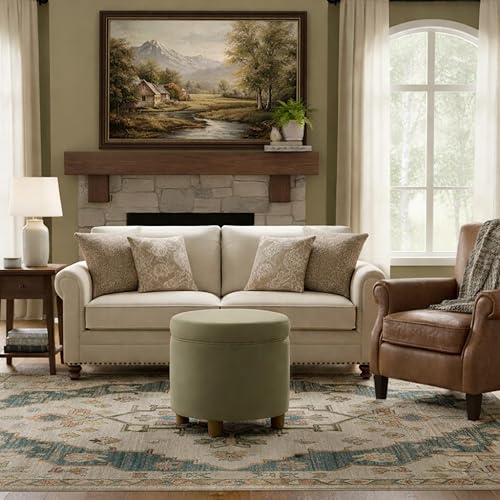 Miniatura 4 de HomePop Decoración del hogar | Otomana redonda tapizada de almacenamiento | Otomana con almacenamiento para sala de estar y dormitorio, terciopelo