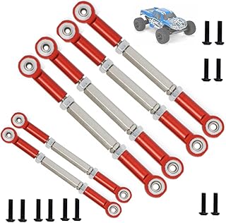 6Pcs Pull Rod Link Rod Set Upgrade Parts for 1/10 ECX 2WD Series Ruckus Torment Axe Brutus Circuit AMP RC Car(Red)