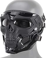 Vista 1 de Máscara táctica Máscara protectora de cara completa con gorro transparente Máscara de calavera Diseño de uso de doble modo Correa ajustable