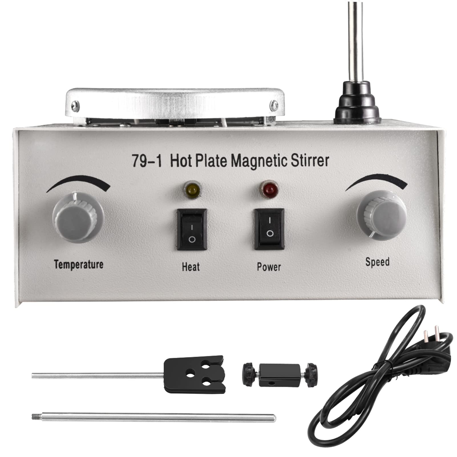 Mezclador De Control Dual De Calentamiento De Laboratorio, Máquina Mezcladora De Laboratorio De Agitador Magnético De Calentamiento, Agitador Magnético De Placa Caliente De 250W 1000ml, 0-2400RPM