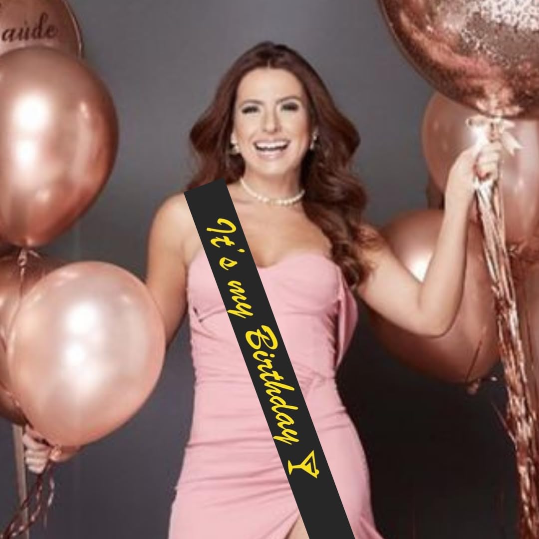 Wanna Party 'It's My Birthday' with Metallic Gold Foil - Black Glitter for Men and Women - Birthday for 18th 21st 25th 30th 40th 50th or Any Other Bday - Great Party Favors Supplies