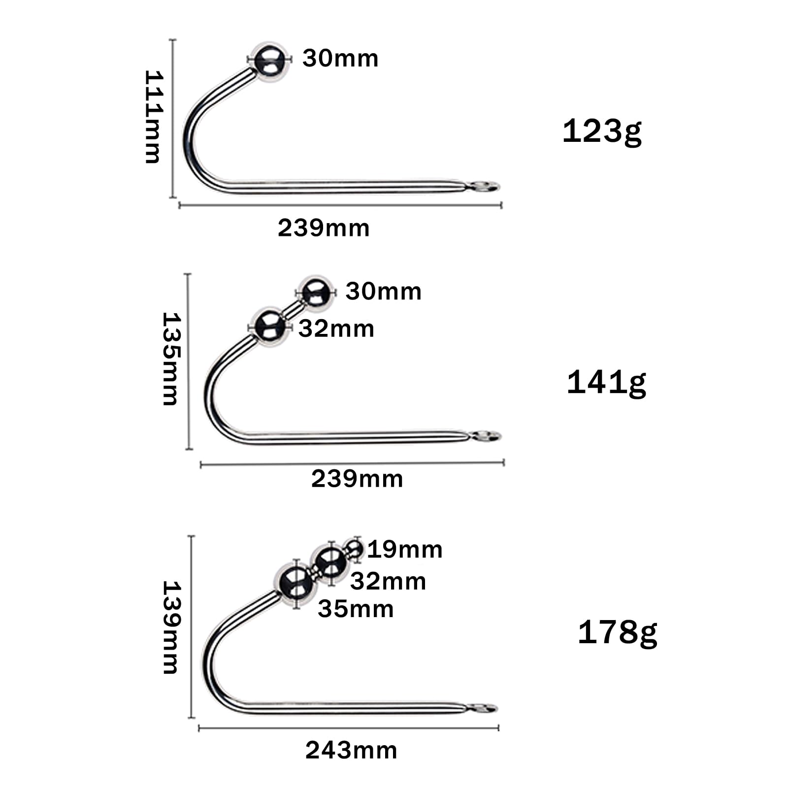 Gancio Anale Butt Plug In Acciaio Inox Sfera Singola + Doppia Sfera + Tripla Sfera Manette In Pelle Manette Collare Girocollo Manette SM Ritenuta Per Il Collo Stimolante Della Prostata