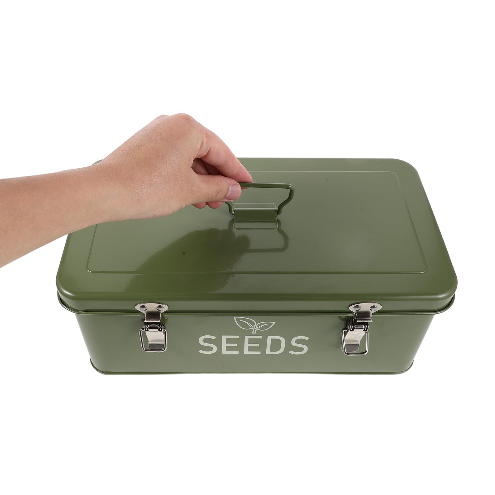 Toddmomy Samentütchenbox mit Trennfächern - Organizer-Etui mit 4 Fächern, Werkzeugaufbewahrung und Griff - Behälter zur Sammlung von Pflanzen- und Blumensamen (Dunkelgrün)