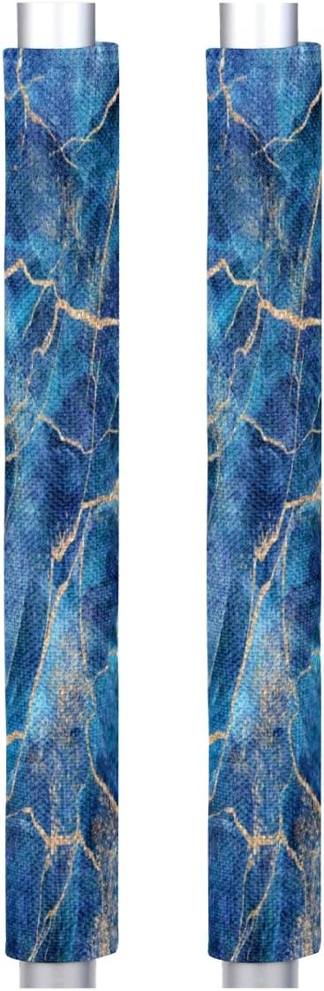 Marble Pattern Blue Gold Refrigerator Handle Covers Set of 2 Washable Fridge Door Handle Cover Modern Rustic Kitchen Appliance Handle Covers for Refrigerator Dishwasher Stove Oven Kitchen Decor