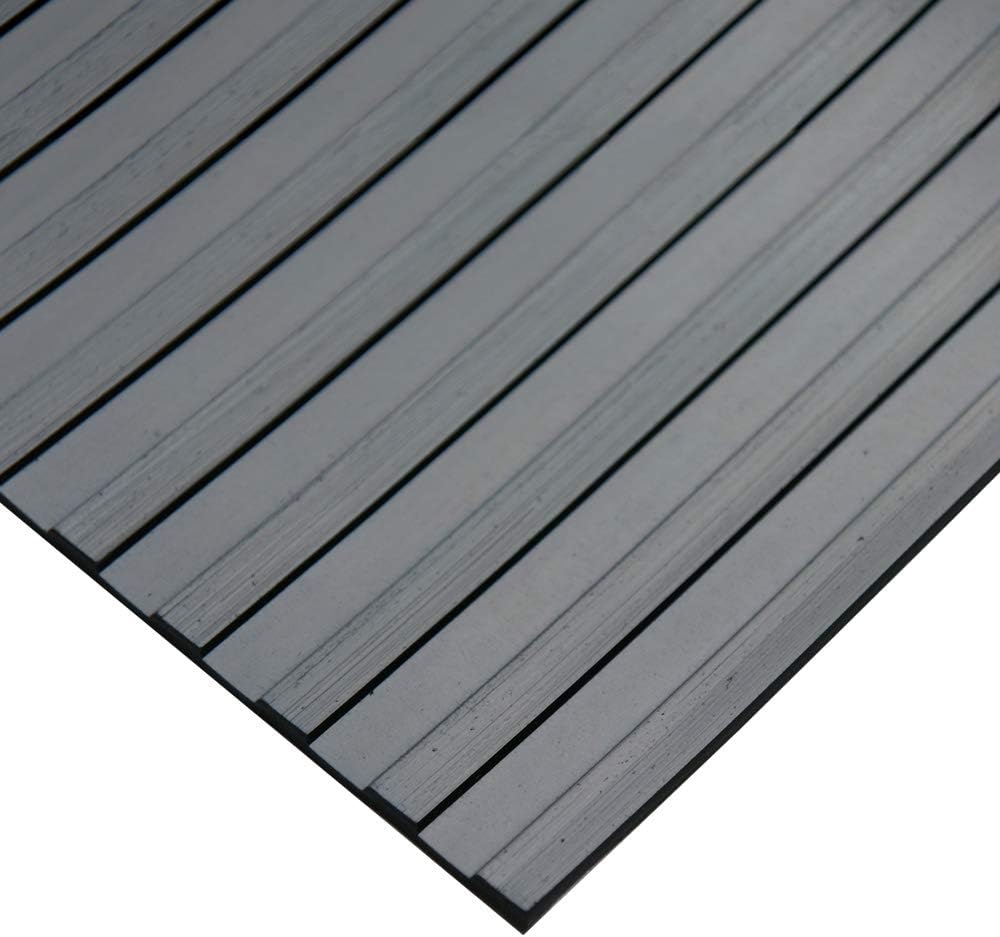 Rubber-Cal - 03_168_W_WR_08 Wide Rib Corrugated Rubber Floor Mat, 3 mm Thick x 4' x 8' Utility Runner, Black 4ft x 8ft
