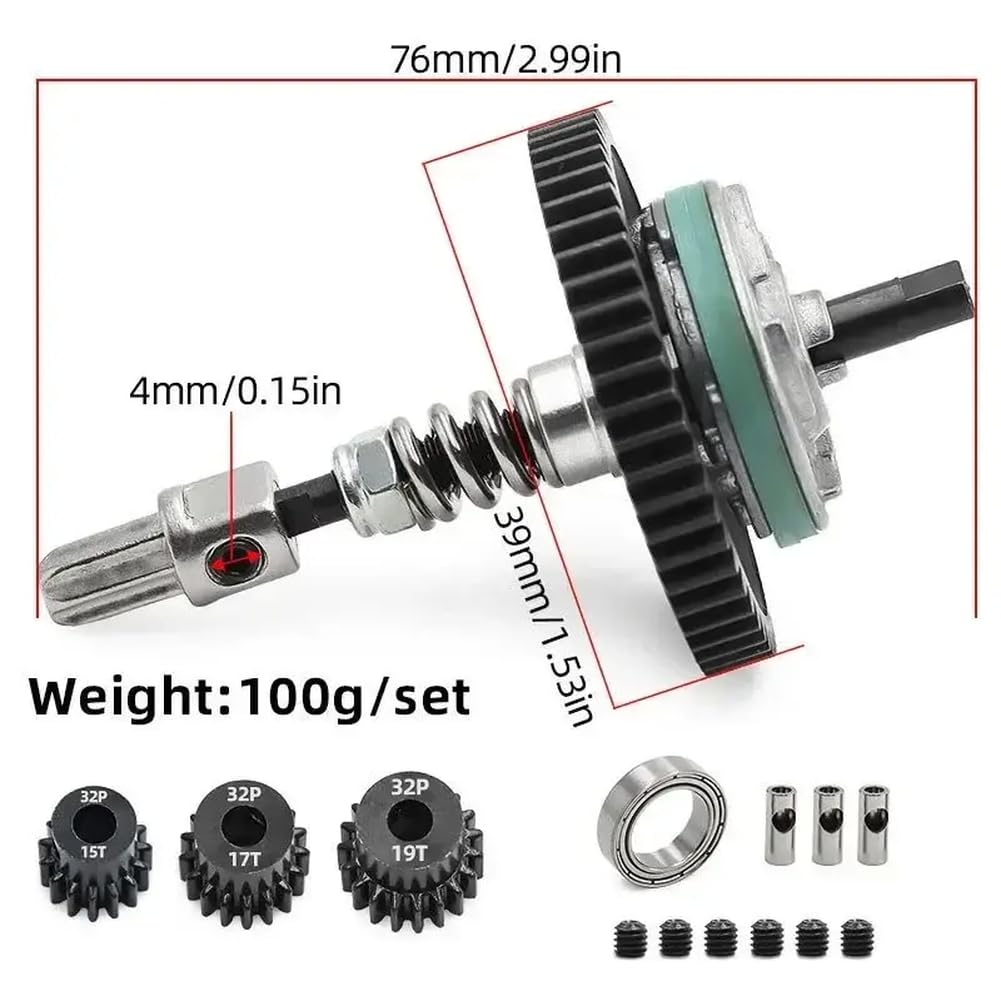 COMODO Steel Metal Gear Set 54T 15T 17T 19T avec décélération Shaft pour RC 1/10 4x4 Crawler Drivetrain Remplacement